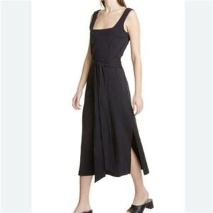Vince Women’s Size Large 100% Pima‎ Cotton Square Neck Midi Dress Black